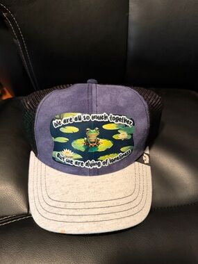 Blue and Gray Frog Graphic Trucker Hat